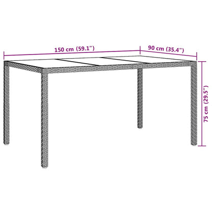 Garden Table Brown 150 x 90 x 75 cm Poly Rattan
