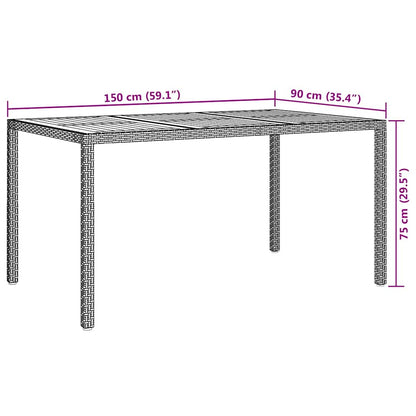 Garden Table Grey 150 x 90 x 75 cm Poly Rattan