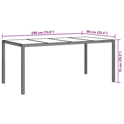 Garden Table White 190 x 90 x 75 cm Poly Rattan