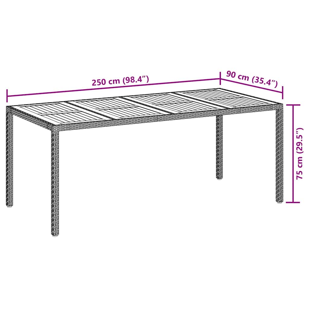Garden Table Black 190 x 90 x 75 cm Poly Rattan