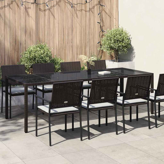 Garden Table Brown Poly Rattan