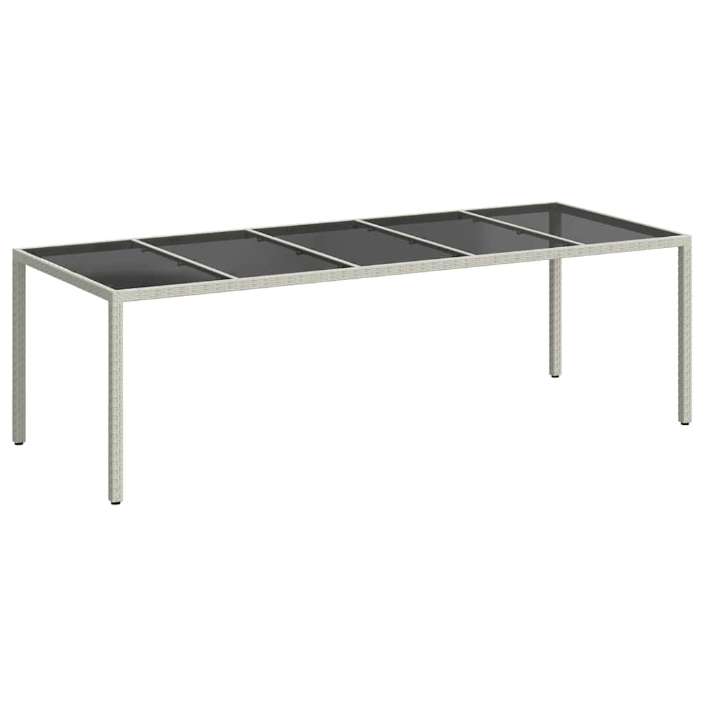 Garden Table White 250x100x75 cm Poly Rattan and Tempered Glass