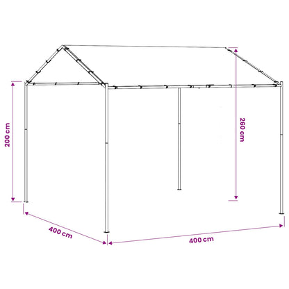 Gazebo 4 x 4 x 2.6 m White Steel and Polyester 180 gsm
