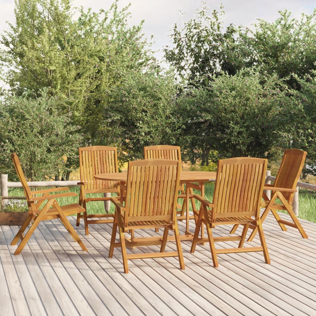 Reclining Garden Chair | Set of 6 | Natural teak | Solid teak wood