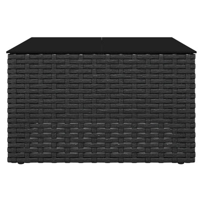 2 Piece Patio Lounge Set with Cushions Black Poly Rattan