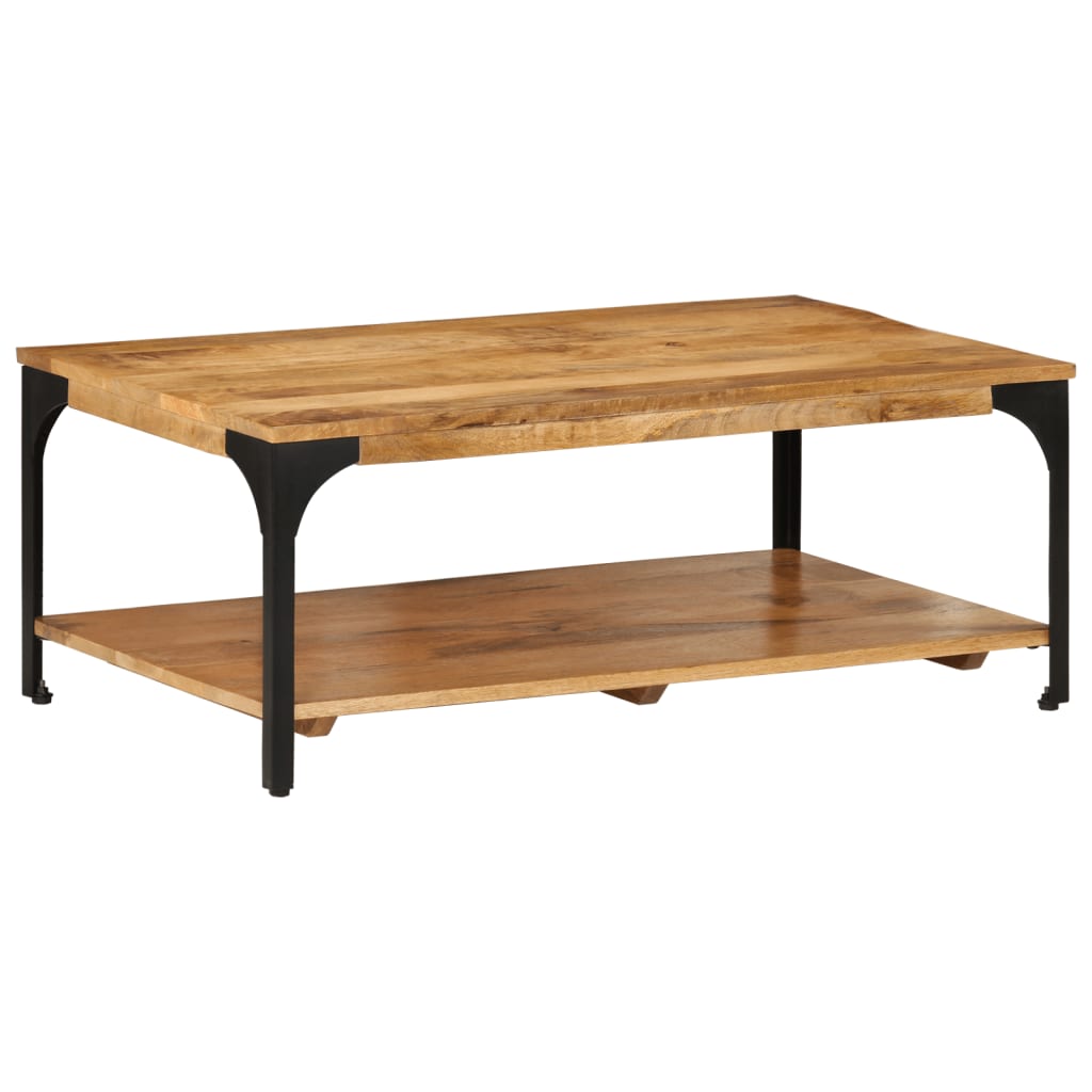 2-Layer Coffee Table 100x55x38 cm Solid Wood Mango and Steel