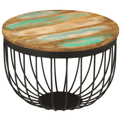Coffee Table Ø19.7"x13.8" Solid Wood Reclaimed and Steel