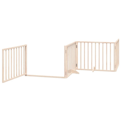 Dog Gate with Door Foldable 4 Panels 320 cm Poplar Wood