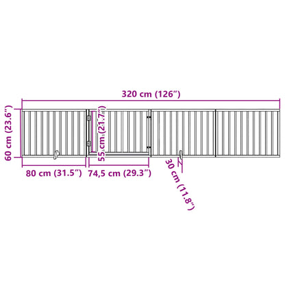 Dog Gate with Door Foldable 4 Panels 320 cm Poplar Wood