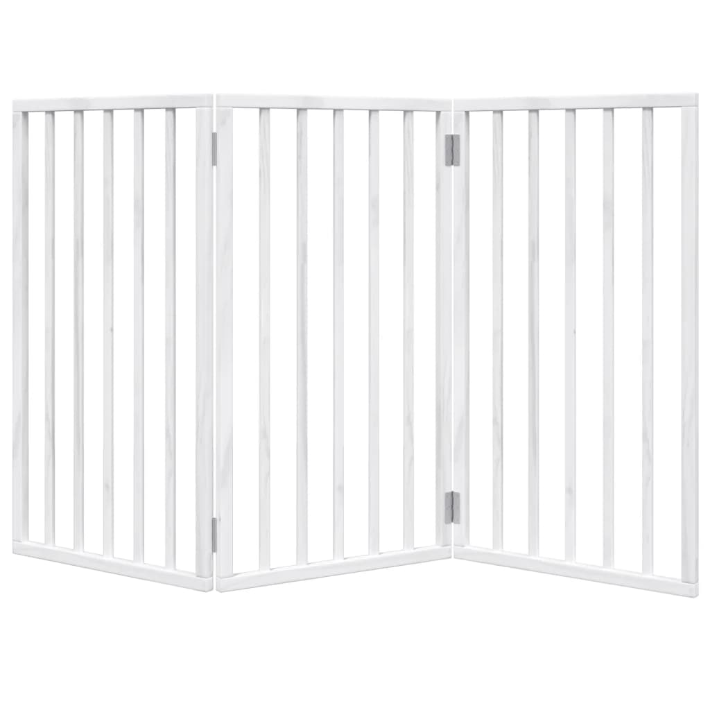 Dog Gate Foldable 3 Panels White 150 cm Poplar Wood