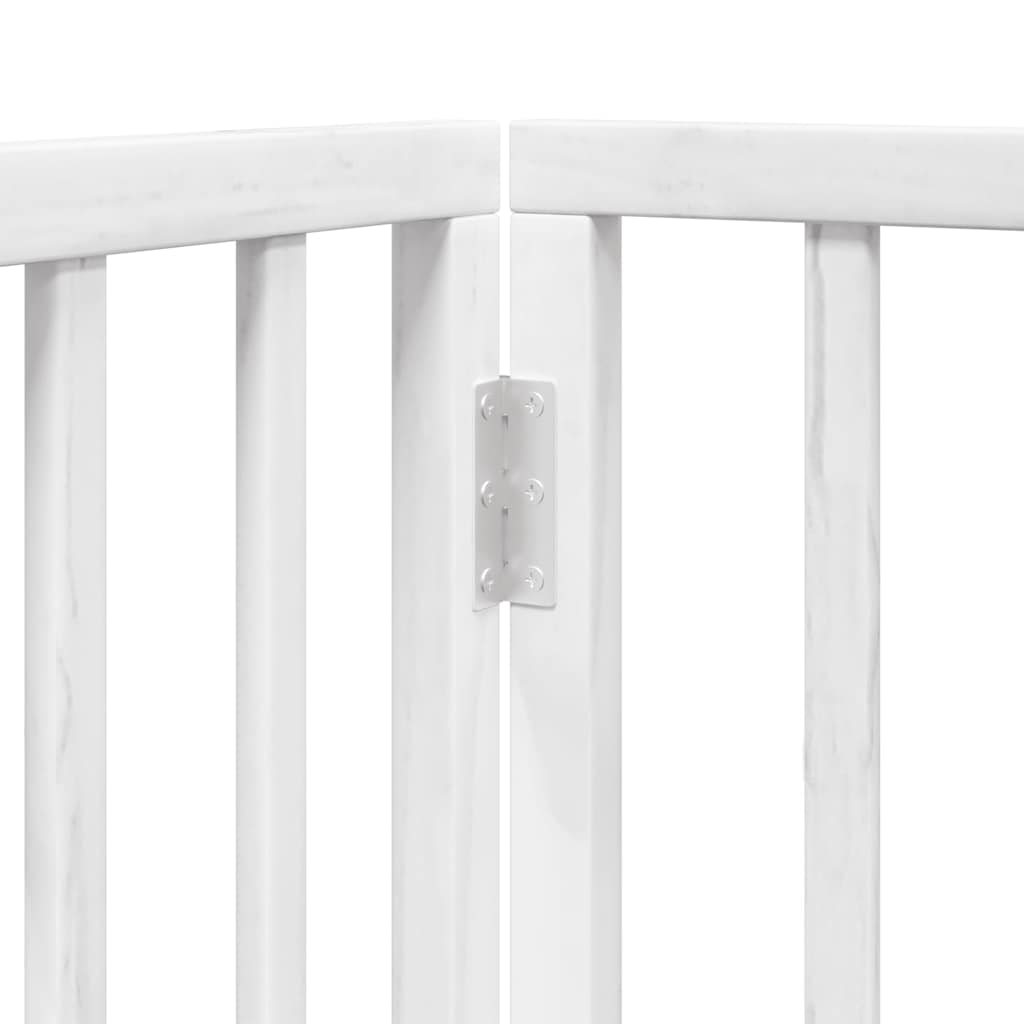 Dog Gate with Door Foldable 6 Panels White 300 cm Poplar Wood