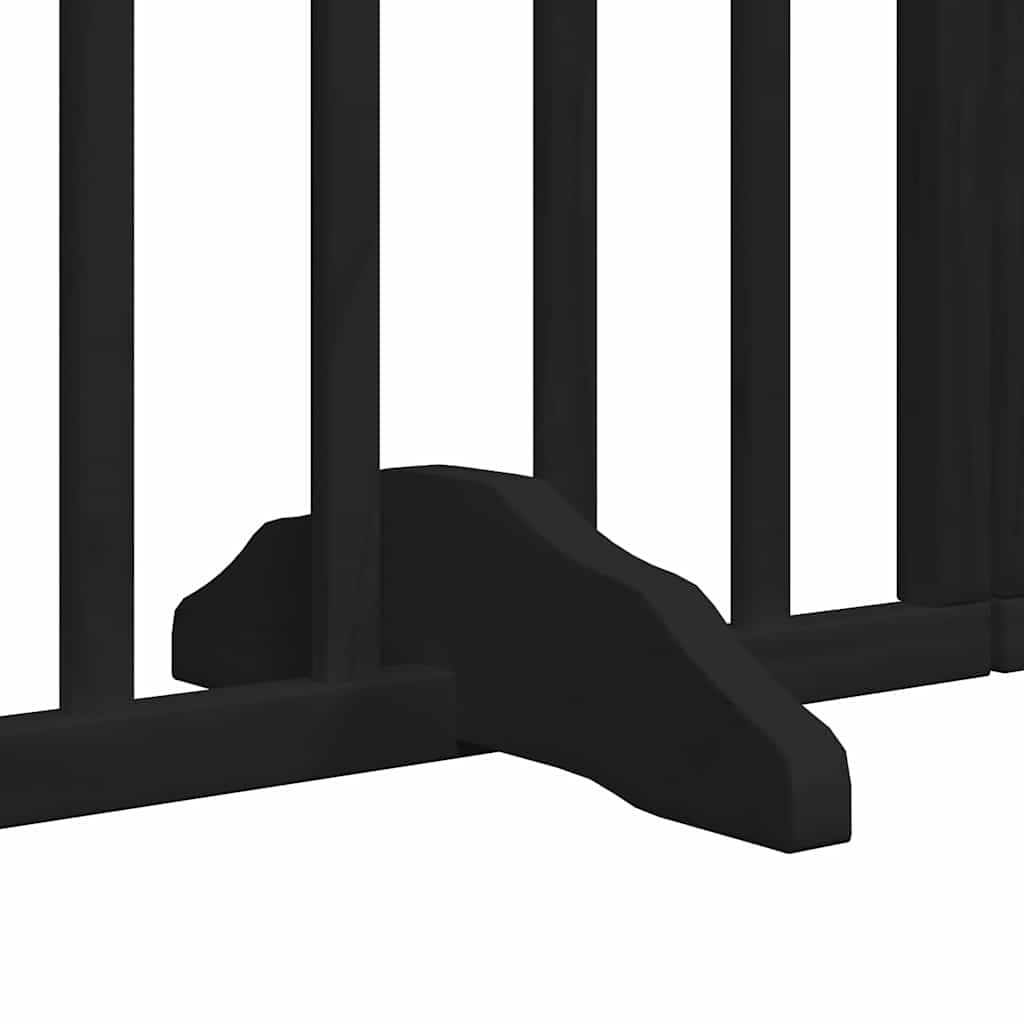 Dog Gate with Door Foldable 6 Panels Black 300 cm Poplar Wood