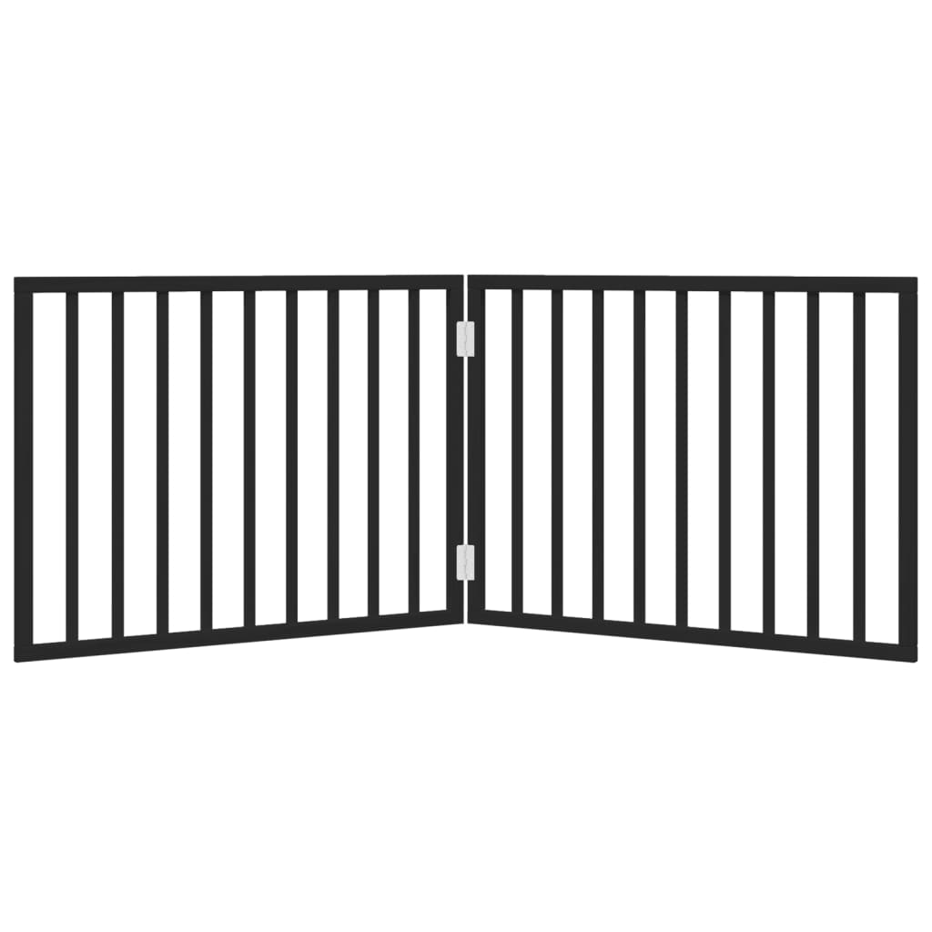 Dog Gate Foldable 2 Panels Black 160 cm Poplar Wood