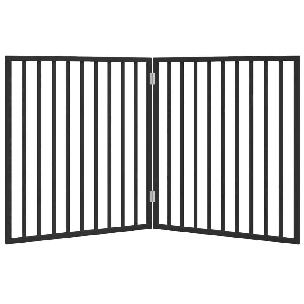 Dog Gate Foldable 2 Panels Black 160 cm Poplar Wood