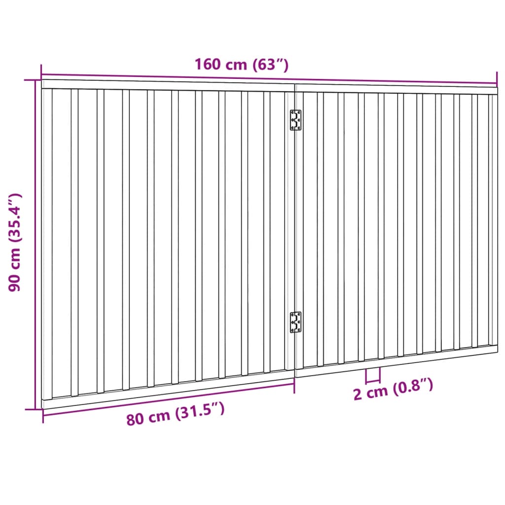 Dog Gate Foldable 2 Panels Black 160 cm Poplar Wood