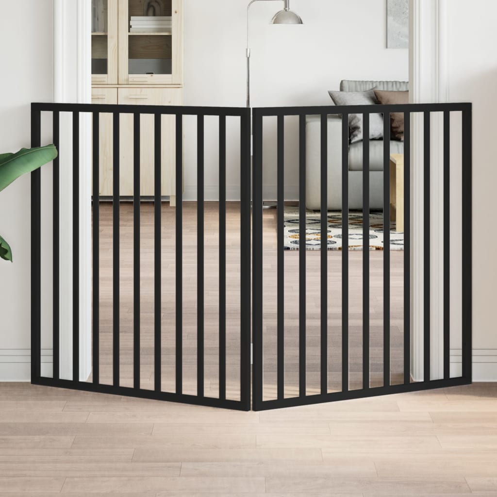 Dog Gate Foldable 2 Panels Black 160 cm Poplar Wood