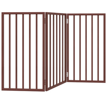 Dog Gate Foldable 3 Panels Brown 150 cm Poplar Wood