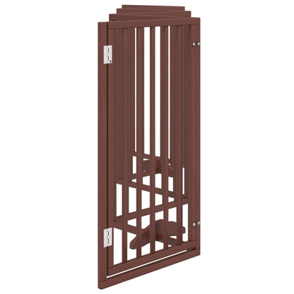 Dog Gate with Door Foldable 6 Panels Brown 300 cm Poplar Wood