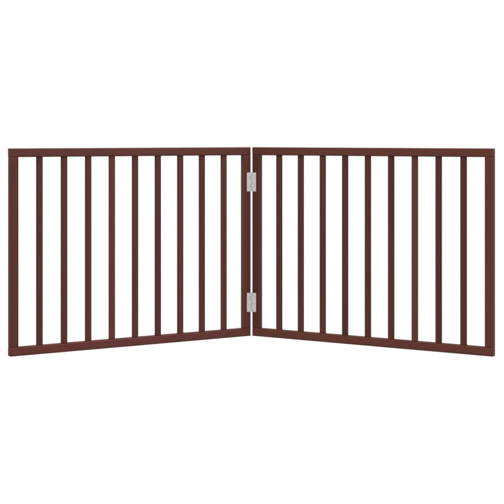 Dog Gate Foldable 2 Panels Brown 160 cm Poplar Wood