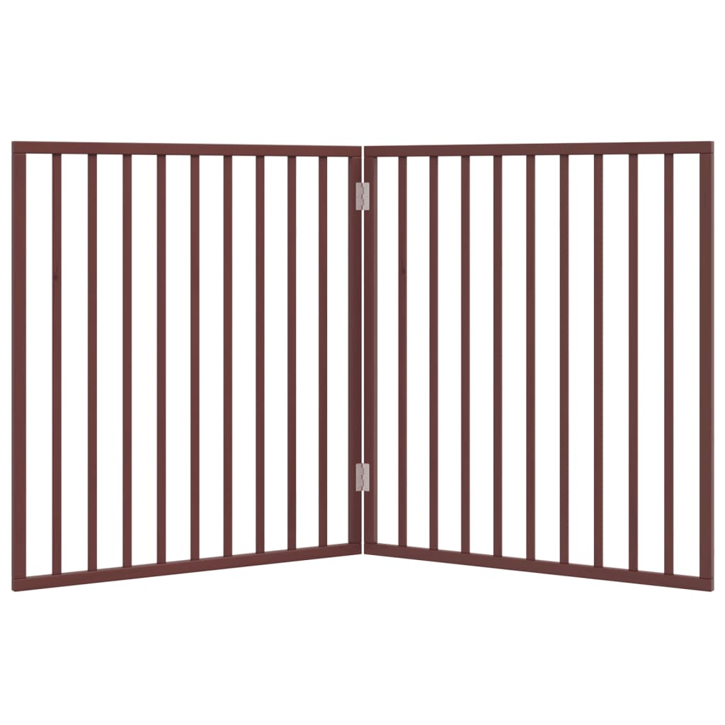 Dog Gate Foldable 2 Panels Brown 160 cm Poplar Wood