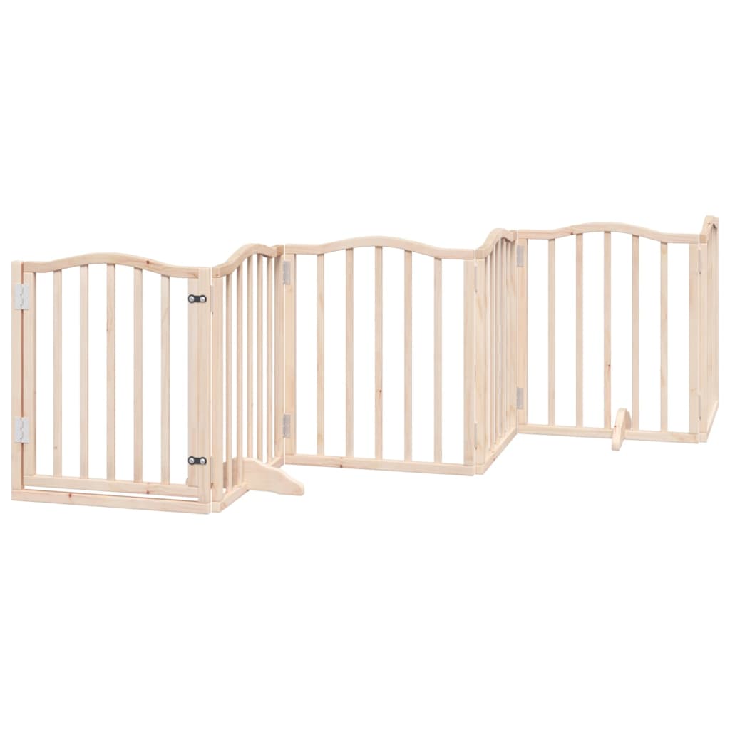 Dog Gate with Door Foldable 6 Panels 300 cm Poplar Wood