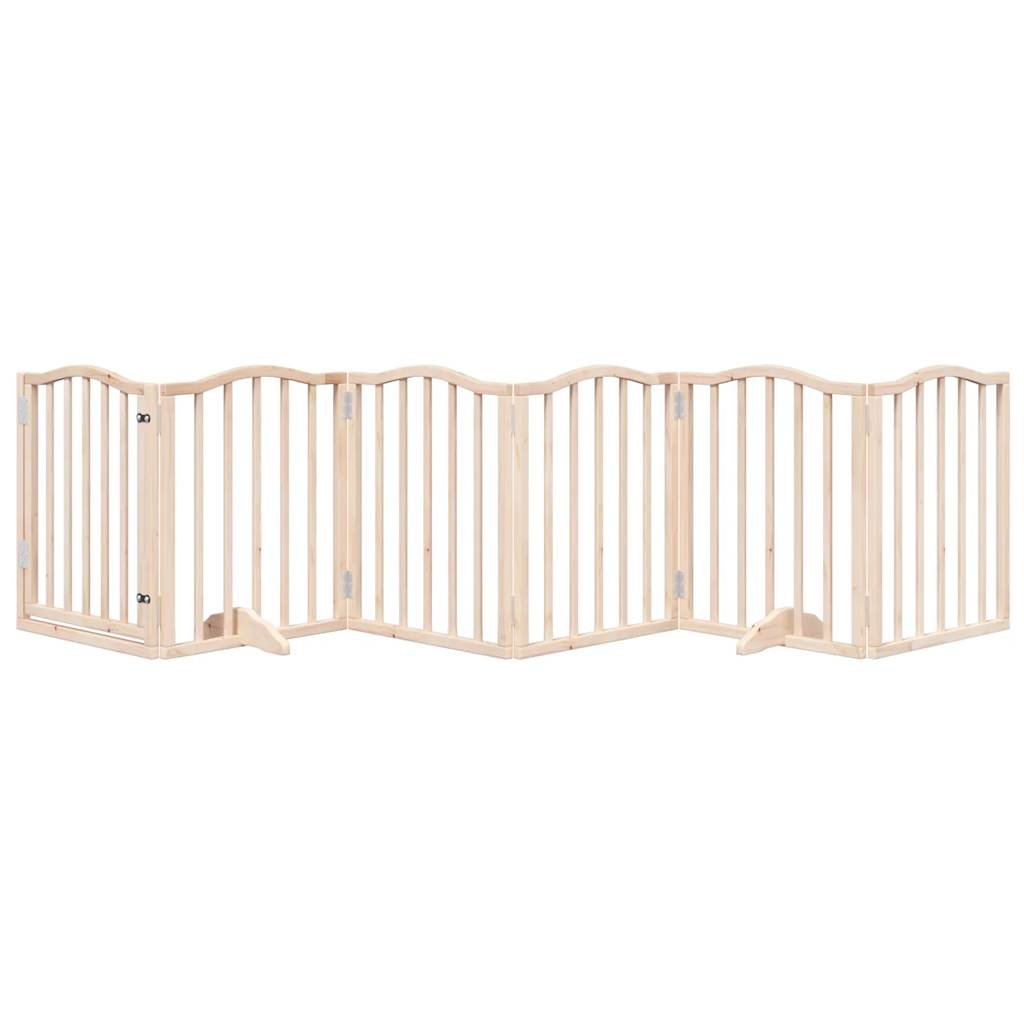 Dog Gate with Door Foldable 6 Panels 300 cm Poplar Wood