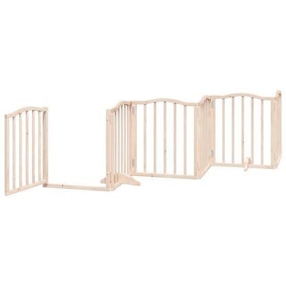 Dog Gate with Door Foldable 6 Panels 300 cm Poplar Wood