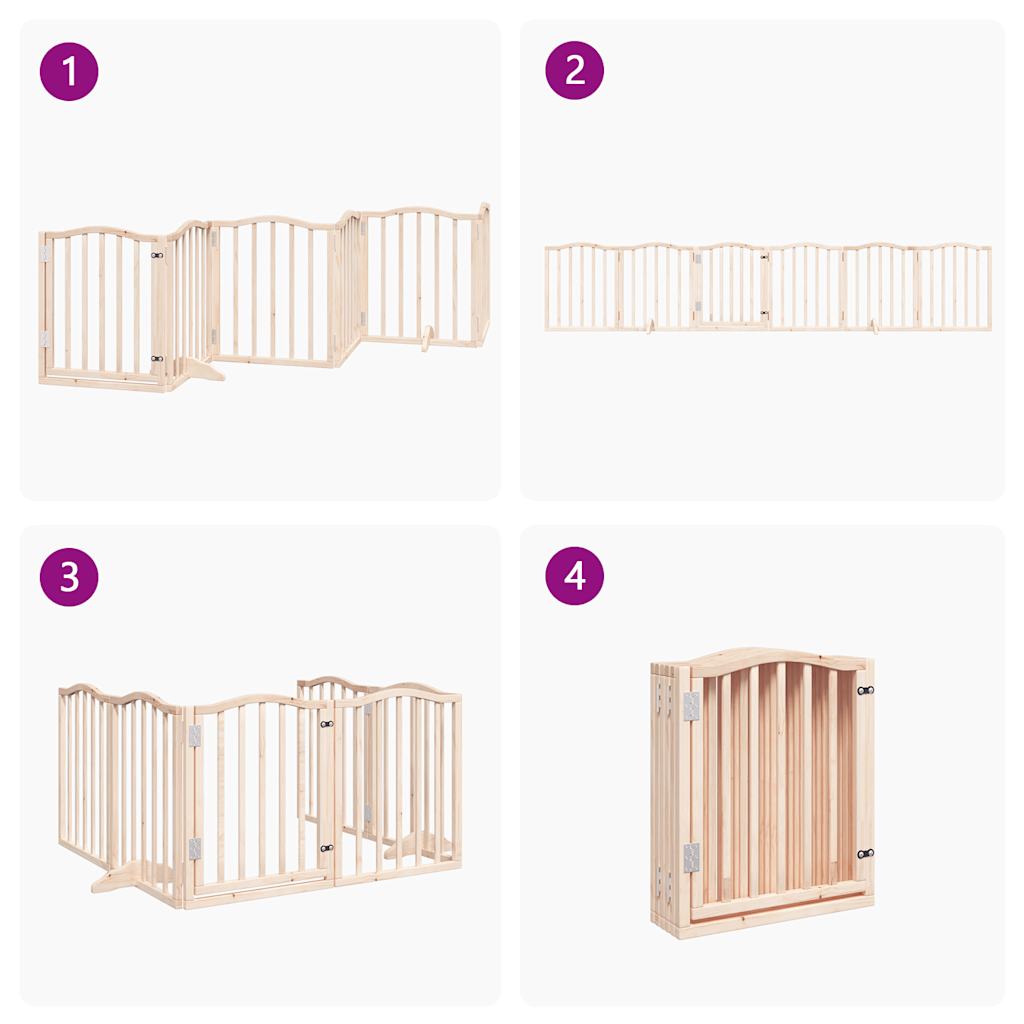 Dog Gate with Door Foldable 6 Panels 300 cm Poplar Wood