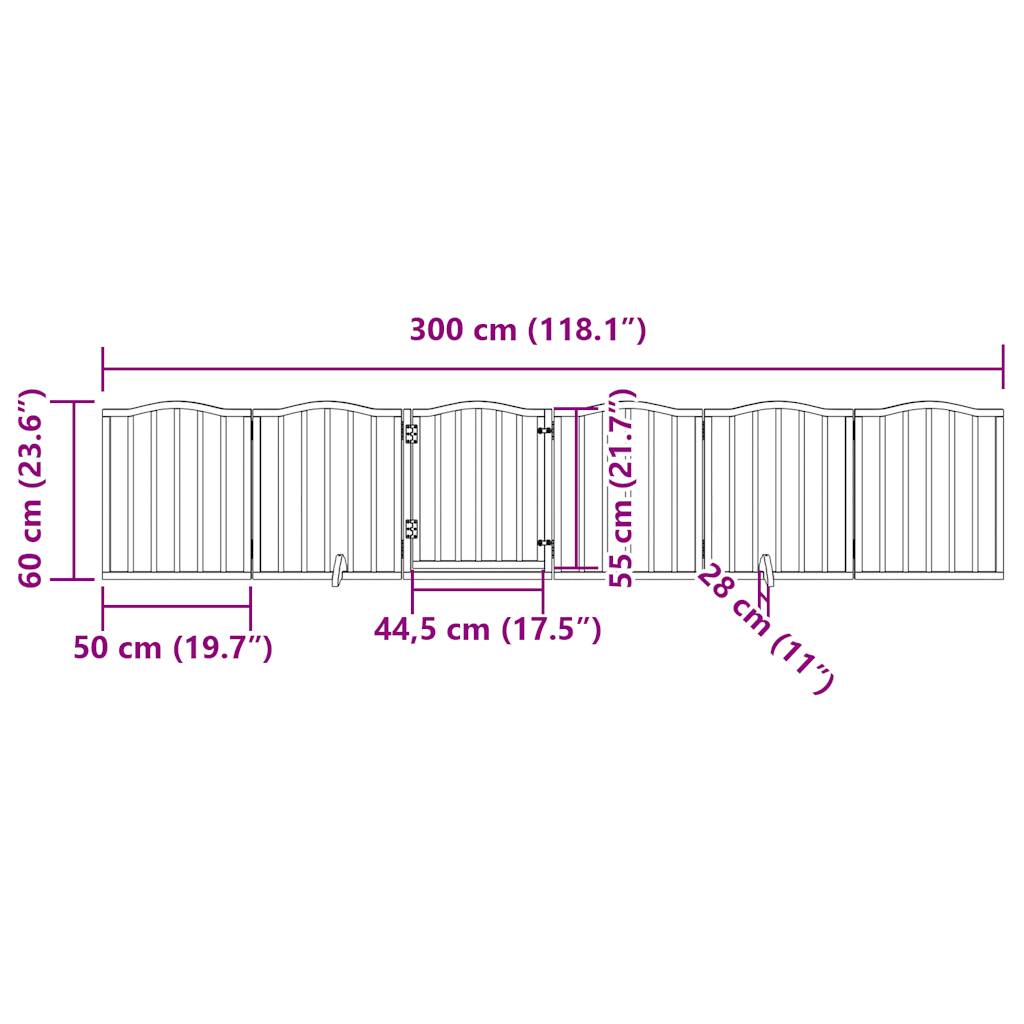 Dog Gate with Door Foldable 6 Panels 300 cm Poplar Wood