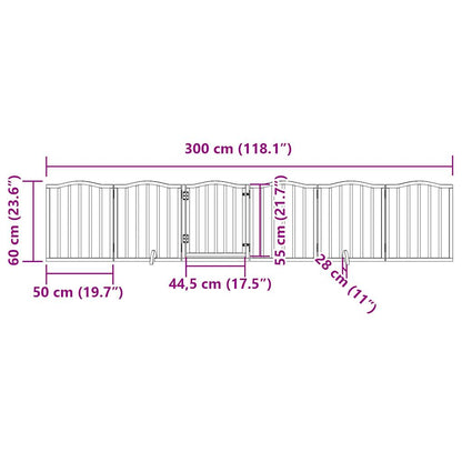 Dog Gate with Door Foldable 6 Panels 300 cm Poplar Wood