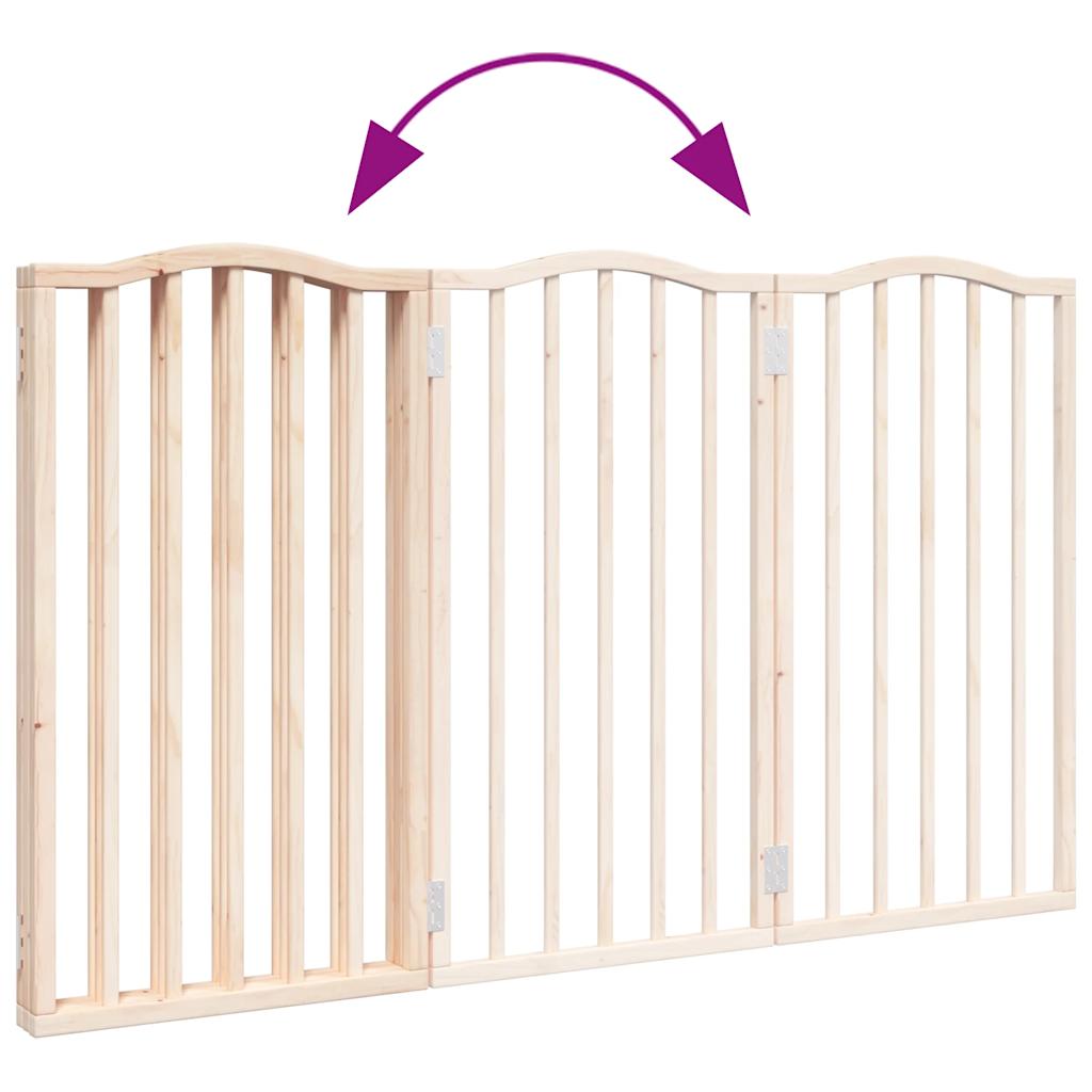 Dog Gate Foldable 3 Panels 150 cm Poplar Wood