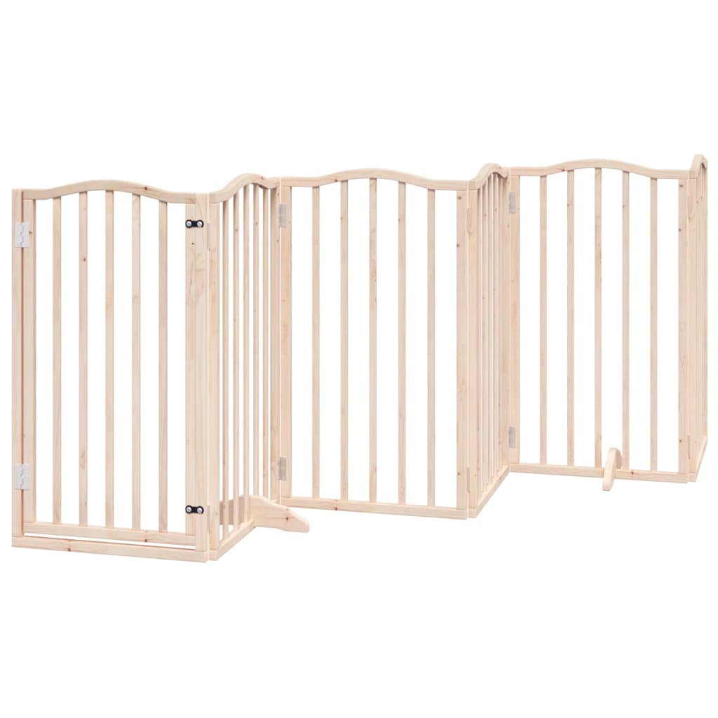 Dog Gate with Door Foldable 6 Panels 300 cm Poplar Wood