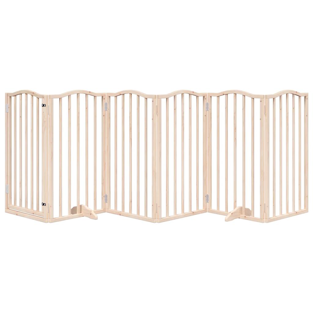 Dog Gate with Door Foldable 6 Panels 300 cm Poplar Wood