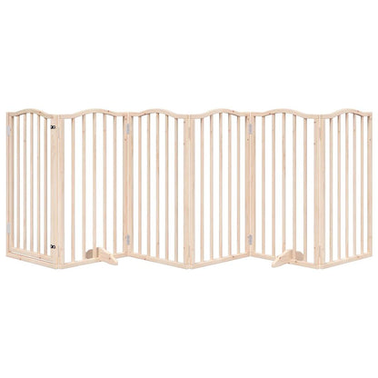 Dog Gate with Door Foldable 6 Panels 300 cm Poplar Wood