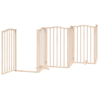 Dog Gate with Door Foldable 6 Panels 300 cm Poplar Wood