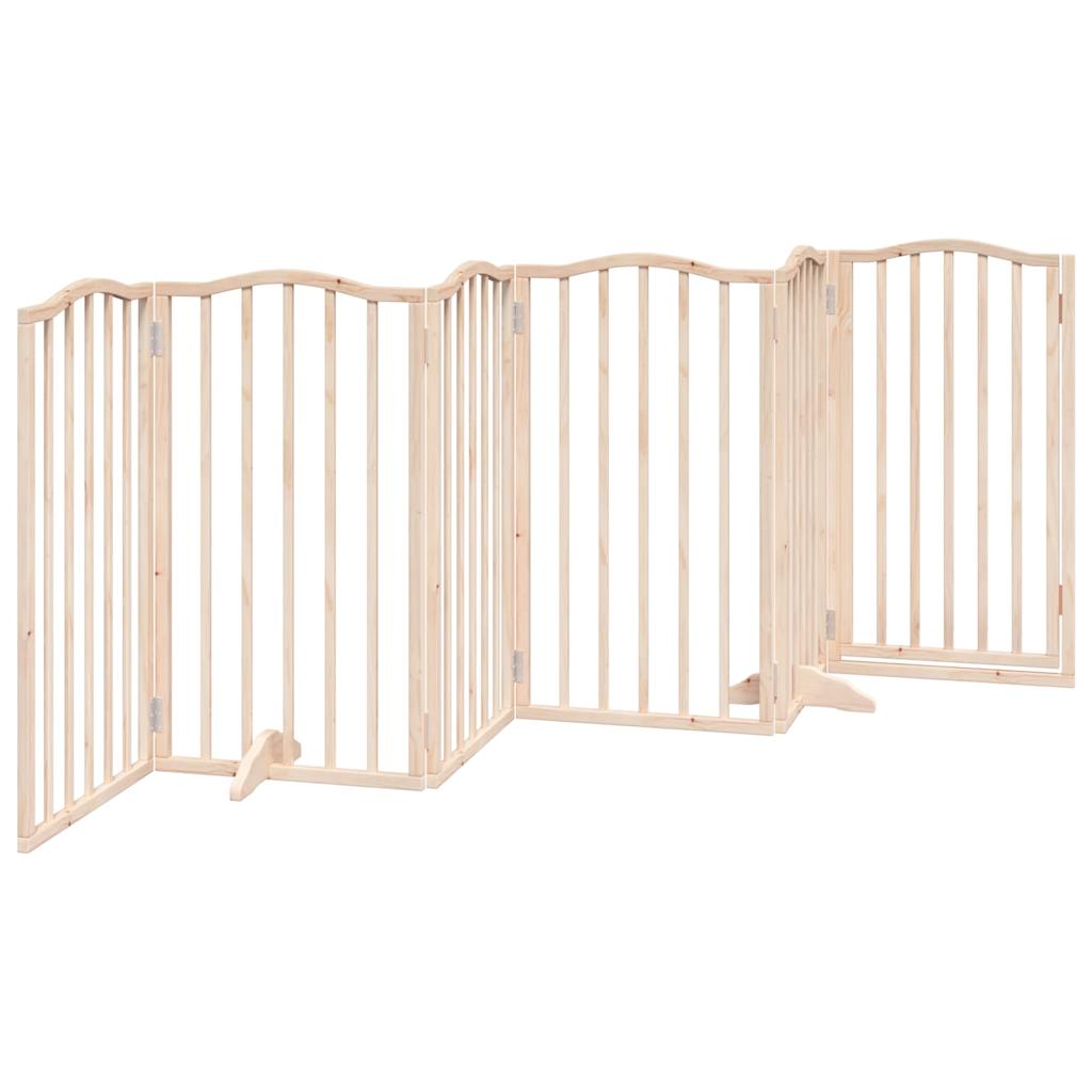 Dog Gate with Door Foldable 6 Panels 300 cm Poplar Wood