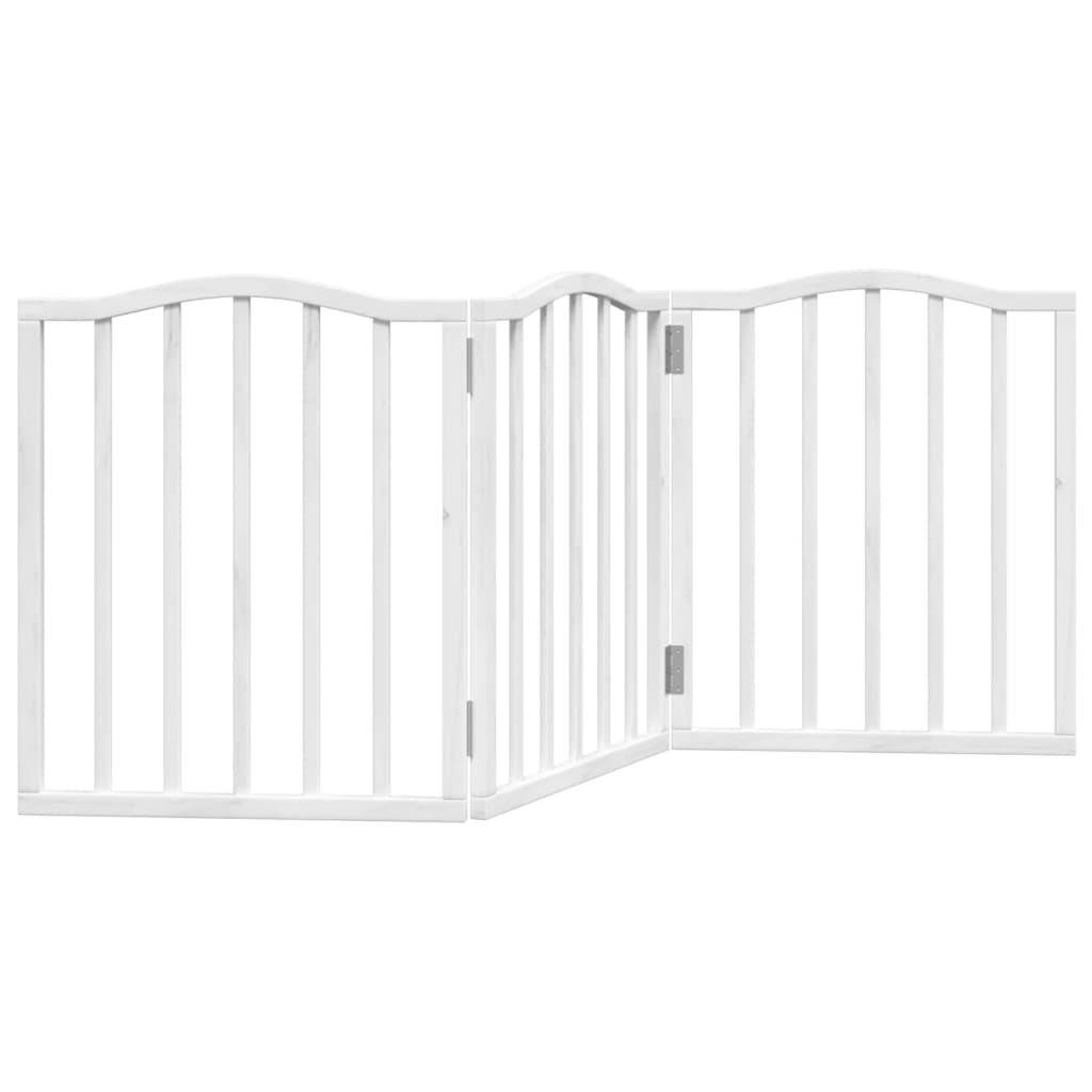 Dog Gate Foldable 3 Panels White 150 cm Poplar Wood
