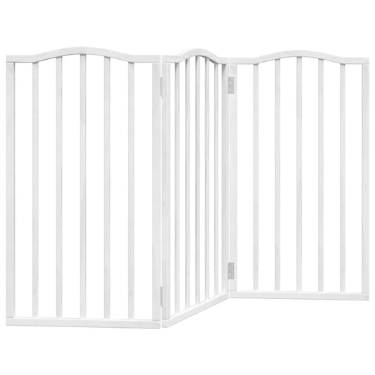Dog Gate Foldable 3 Panels White 150 cm Poplar Wood