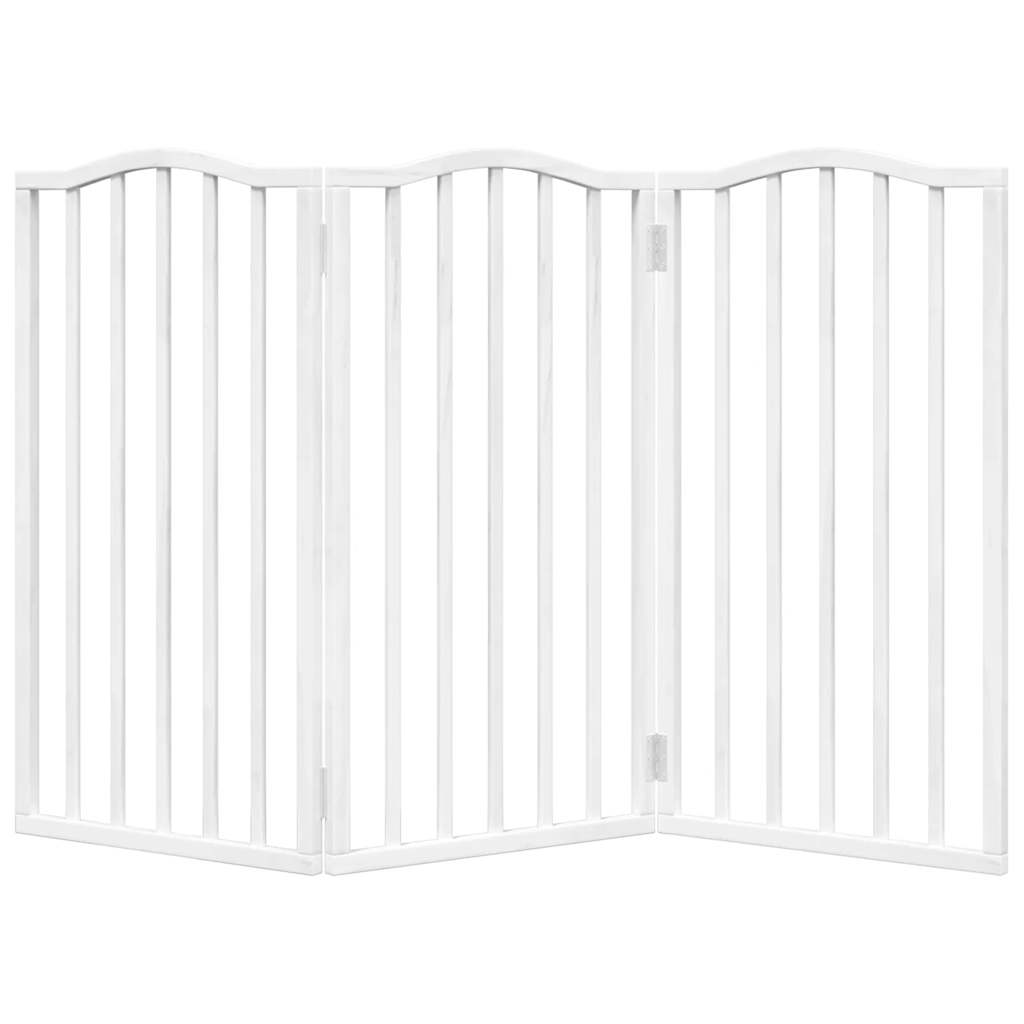 Dog Gate Foldable 3 Panels White 150 cm Poplar Wood