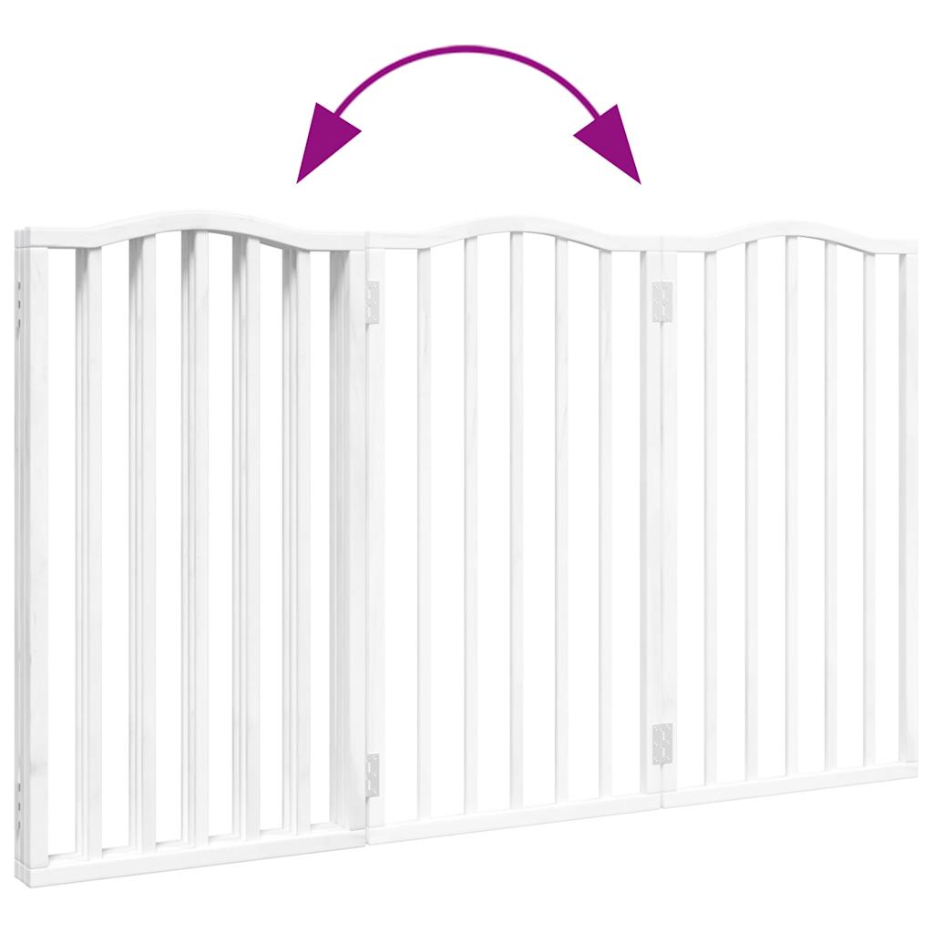 Dog Gate Foldable 3 Panels White 150 cm Poplar Wood