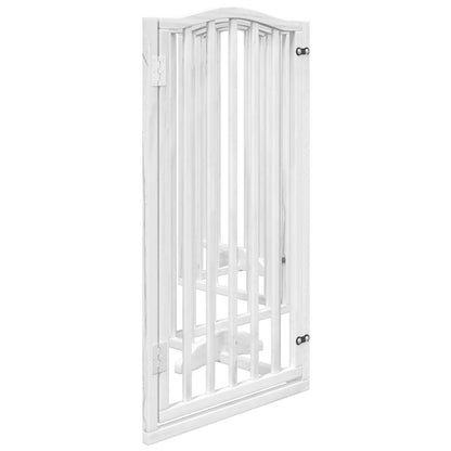 Dog Gate with Door Foldable 6 Panels White 300 cm Poplar Wood