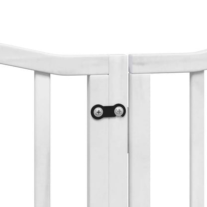 Dog Gate with Door Foldable 6 Panels White 300 cm Poplar Wood