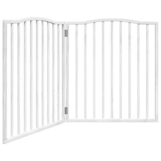 Dog Gate with Door Foldable 4 Panels White 320 cm Poplar Wood