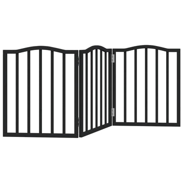 Dog Gate Foldable 3 Panels Black 150 cm Poplar Wood