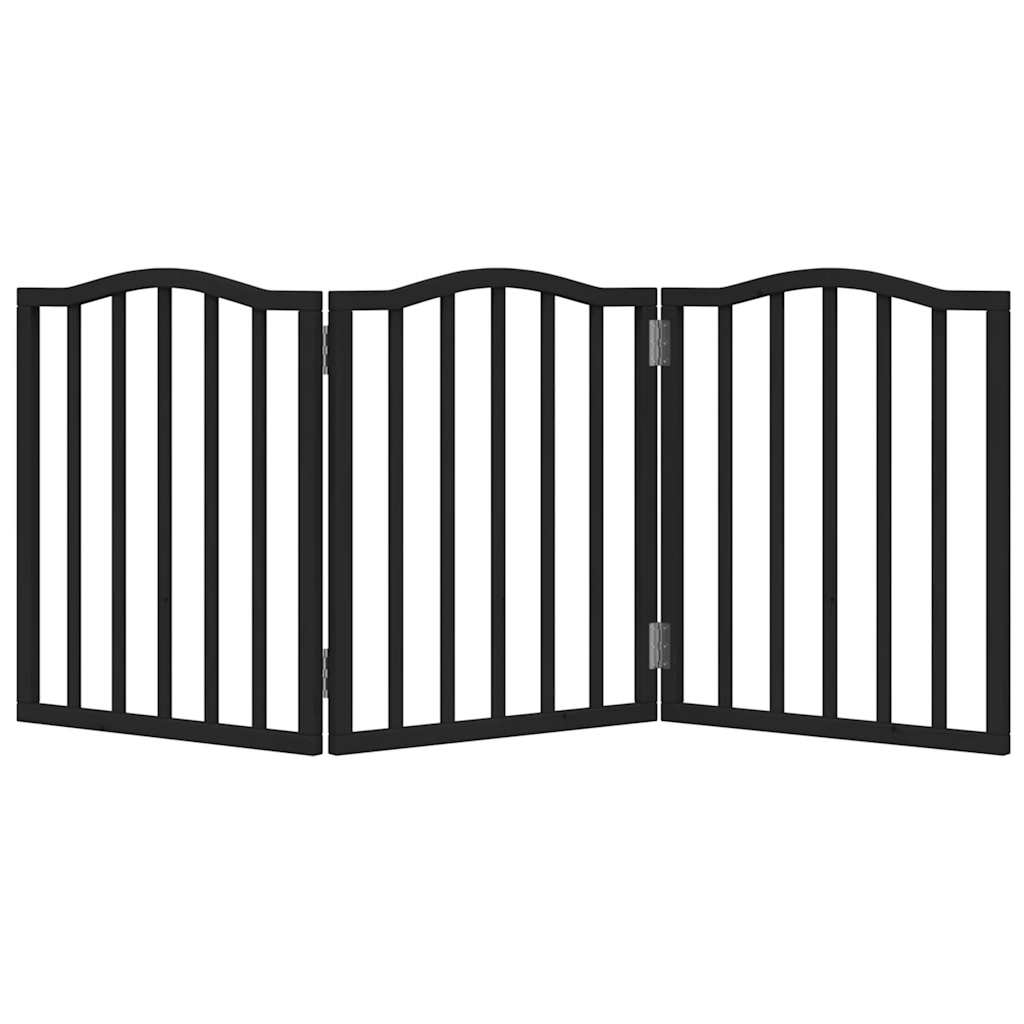 Dog Gate Foldable 3 Panels Black 150 cm Poplar Wood