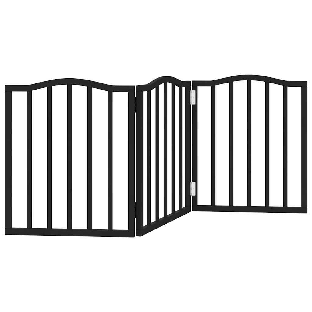 Dog Gate Foldable 3 Panels Black 150 cm Poplar Wood