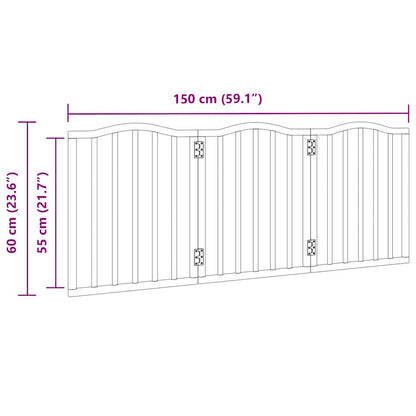 Dog Gate Foldable 3 Panels Black 150 cm Poplar Wood
