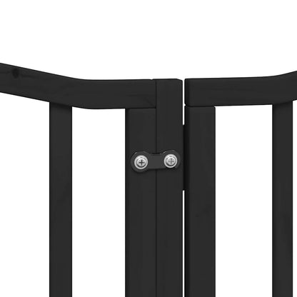 Dog Gate with Door Foldable 6 Panels Black 300 cm Poplar Wood