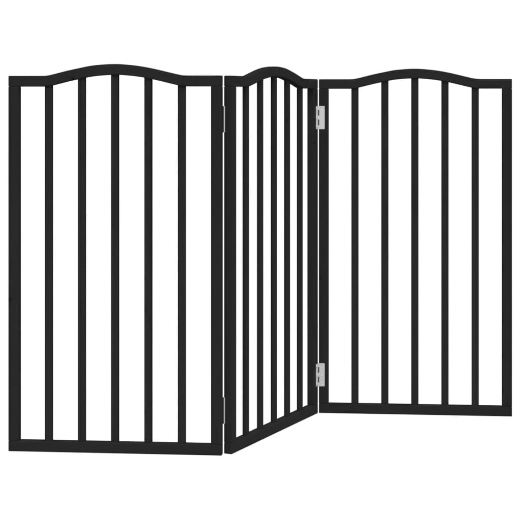 Dog Gate Foldable 3 Panels Black 150 cm Poplar Wood