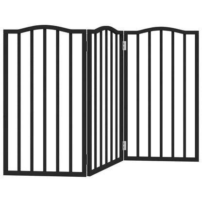 Dog Gate Foldable 3 Panels Black 150 cm Poplar Wood